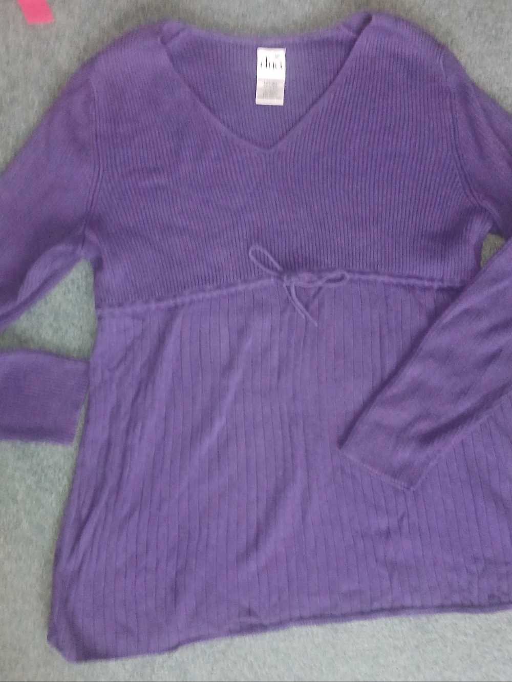 Duo Maternity Purple Ribbed Women's Sweater with Waist Tie LG